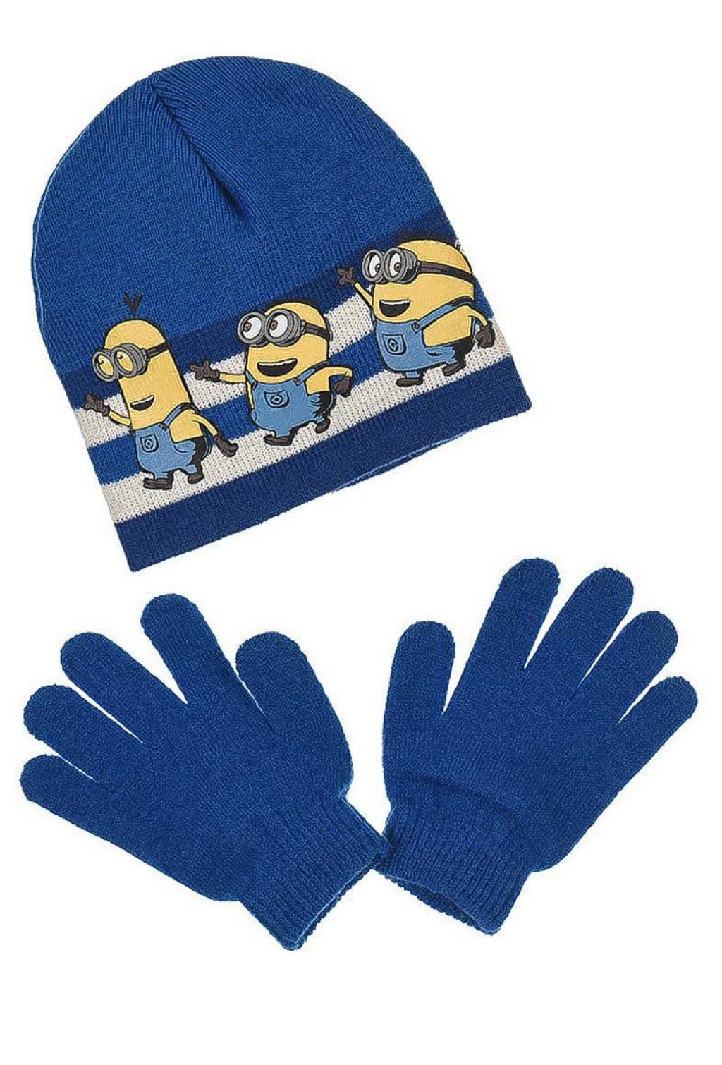 niebieski zestaw jesień/zima czapka+rękawiczki z nadrukiem w Minionki - MINIONS zdjęcie 1