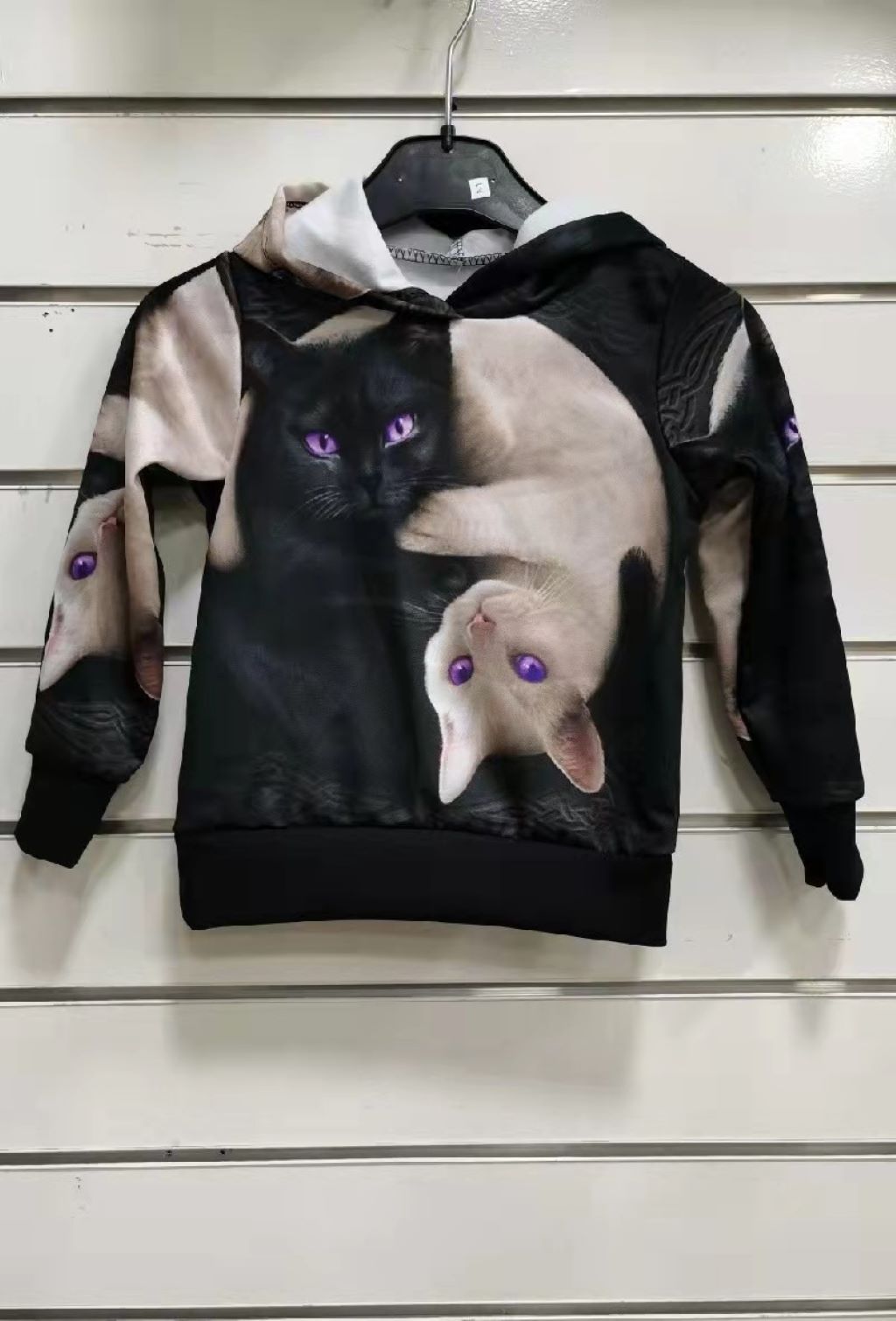 bluza dla chłopca z kapturem z nadrukiem 3D kotki - LIKE FASHION zdjęcie 1